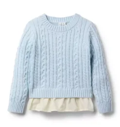 Janie and Jack Sweaters & Sweatshirts-Ruffle Hem Sweater pale blue