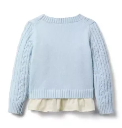 Janie and Jack Sweaters & Sweatshirts-Ruffle Hem Sweater pale blue