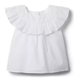 Janie and Jack Sleeveless Tops-Ruffle Lace Trim Top white