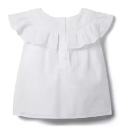 Janie and Jack Sleeveless Tops-Ruffle Lace Trim Top white