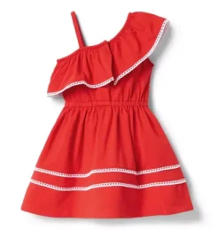 Janie and Jack Dresses-Ruffle Shoulder Dress cherry