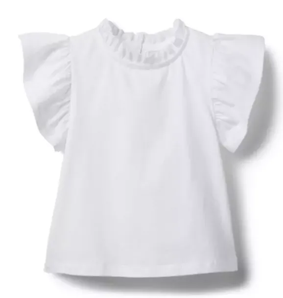 Janie and Jack Short Sleeve Tops-Ruffle Sleeve Top white