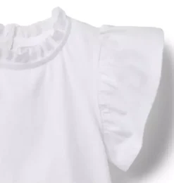 Janie and Jack Short Sleeve Tops-Ruffle Sleeve Top white