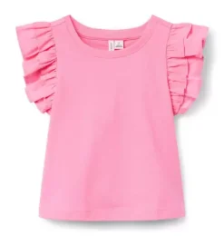Janie and Jack Short Sleeve Tops-Ruffle Sleeve Top blooming pink