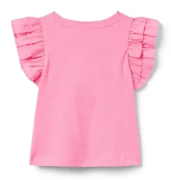 Janie and Jack Short Sleeve Tops-Ruffle Sleeve Top blooming pink