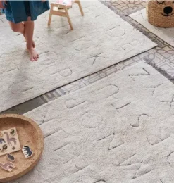 Janie and Jack Rugs-RugCycled Washable Rug ABC natural