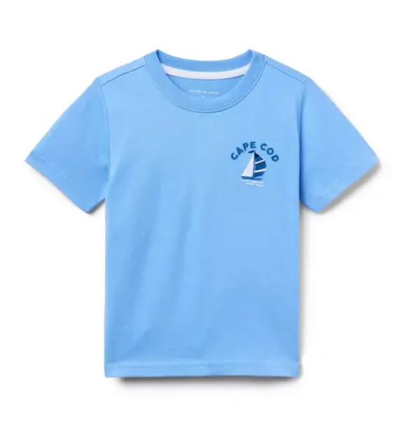 Janie and Jack Tees-Sailboat Tee soft blue