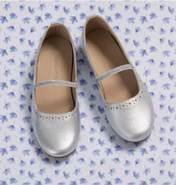 Janie and Jack Kids Shoes|Shoes-Sasha Ballerina Flat silver