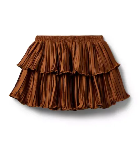 Janie and Jack Skirts & Shorts-Satin Pleated Skirt soft cocoa brown