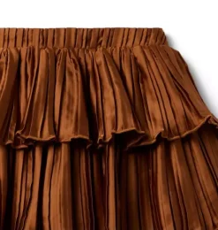 Janie and Jack Skirts & Shorts-Satin Pleated Skirt soft cocoa brown