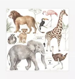 Janie and Jack Wallpaper-Savanna Animals Wonderland Wall Decal Set multi