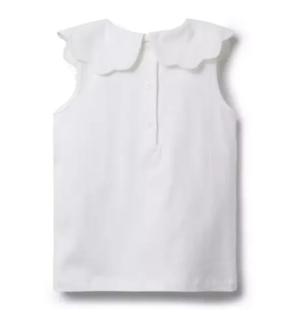 Janie and Jack Sleeveless Tops-Scalloped Collar Top white