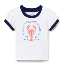Janie and Jack Short Sleeve Tops-Sea Club Puff Sleeve Tee white