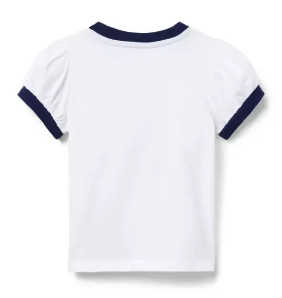 Janie and Jack Short Sleeve Tops-Sea Club Puff Sleeve Tee white