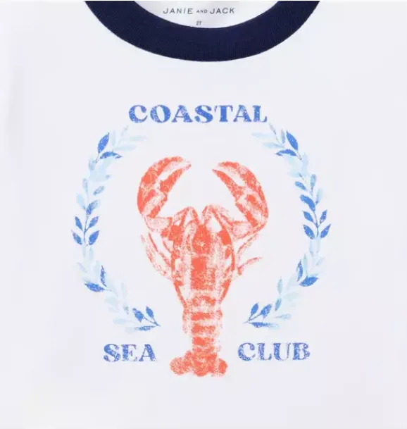 Janie and Jack Short Sleeve Tops-Sea Club Puff Sleeve Tee white