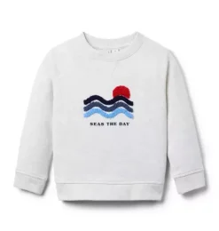 Janie and Jack Sweaters & Sweatshirts-Seas The Day Sweatshirt cookies and cream heather