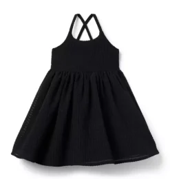 Janie and Jack Dresses-Seersucker Crossback Dress jj black