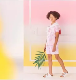 Janie and Jack Swim Outfits|Matching Sets-Serena Williams x Toile Tour Cabana Shirt perfect pink toile