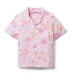 Janie and Jack Swim Outfits|Matching Sets-Serena Williams x Toile Tour Cabana Shirt perfect pink toile