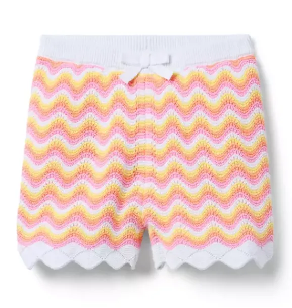 Janie and Jack Skirts & Shorts|Matching Sets-Serena Williams x Crochet Court Short peach pink stripe
