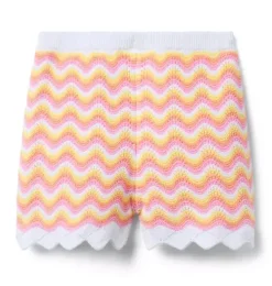 Janie and Jack Skirts & Shorts|Matching Sets-Serena Williams x Crochet Court Short peach pink stripe