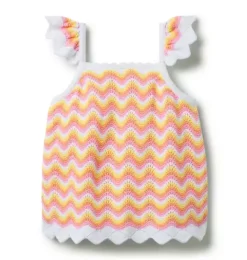 Janie and Jack Sweaters & Sweatshirts|Matching Sets-Serena Williams x Crochet Court Top peach pink stripe