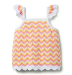 Janie and Jack Sweaters & Sweatshirts|Matching Sets-Serena Williams x Crochet Court Top peach pink stripe