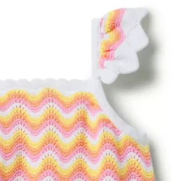 Janie and Jack Sweaters & Sweatshirts|Matching Sets-Serena Williams x Crochet Court Top peach pink stripe