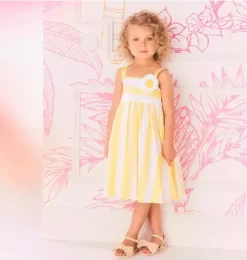 Janie and Jack Dresses-Serena Williams x Stripe Spin Dress light yellow stripe