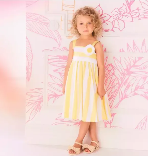 Janie and Jack Dresses-Serena Williams x Stripe Spin Dress light yellow stripe