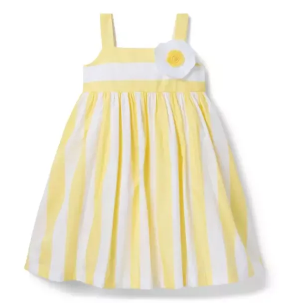 Janie and Jack Dresses-Serena Williams x Stripe Spin Dress light yellow stripe