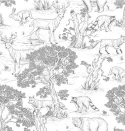 Janie and Jack Wallpaper-Sketchbook Animals Wallpaper white