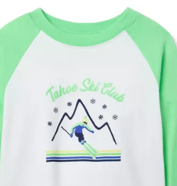Janie and Jack Tees-Ski Club Raglan Baseball Tee neon green