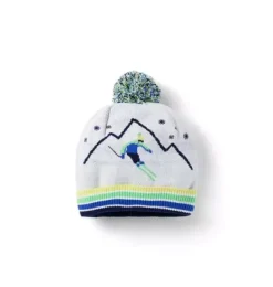 Janie and Jack Hats & Gloves-Ski Slope Pom Beanie jet ivory ski slope