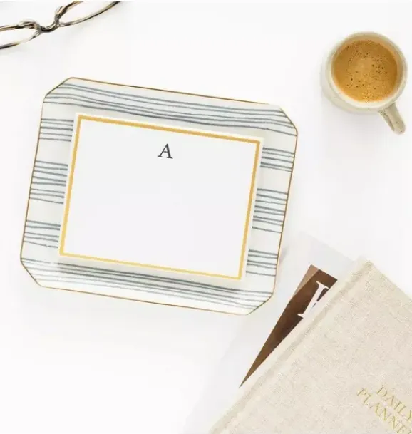 Janie and Jack Desk Accessories-Slate Stripe Trinket Tray multi