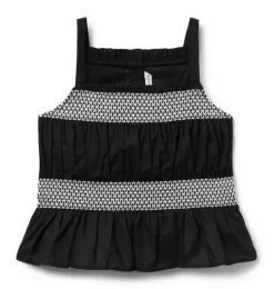Janie and Jack Matching Sets|Sleeveless Tops-Smocked Ruffle Hem Top jj black