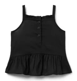 Janie and Jack Matching Sets|Sleeveless Tops-Smocked Ruffle Hem Top jj black