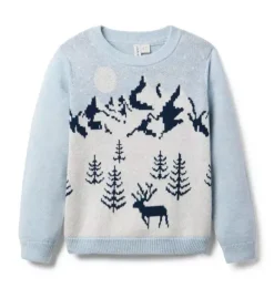 Janie and Jack Sweaters & Sweatshirts-Snow Scenic Sweater pale blue