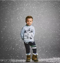 Janie and Jack Sweaters & Sweatshirts-Snow Scenic Sweater pale blue