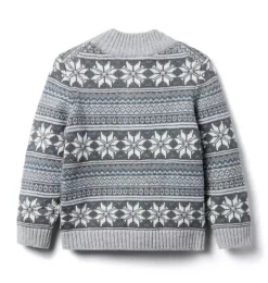 Janie and Jack Sweaters & Sweatshirts-Snowflake Fair Isle Sweater classic grey heather fair isle