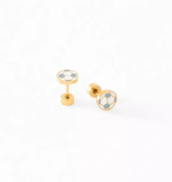 Janie and Jack Kids Accessories|Jewelry-Soccer Ball Stud Earrings white