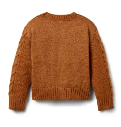 Janie and Jack Sweaters & Sweatshirts-Sparkle Cable Knit Sweater soft cocoa brown