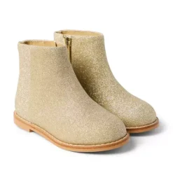 Janie and Jack Shoes-Sparkle Side Zip Bootie gold