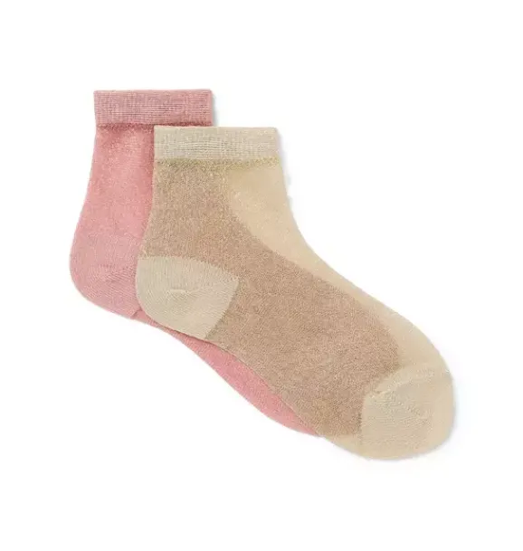Janie and Jack Socks & Tights-Sparkle Sock 2-Pack gold and peach candy