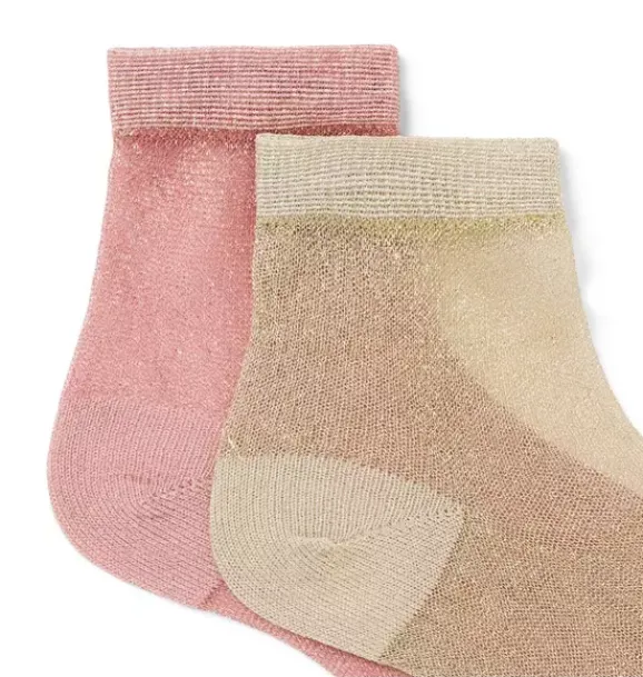 Janie and Jack Socks & Tights-Sparkle Sock 2-Pack gold and peach candy