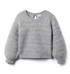 Janie and Jack Sweaters & Sweatshirts-Sparkle Stripe Sweater soft grey heather stripe