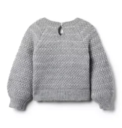 Janie and Jack Sweaters & Sweatshirts-Sparkle Stripe Sweater soft grey heather stripe