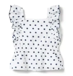 Janie and Jack Sleeveless Tops-Star Peplum Top white star