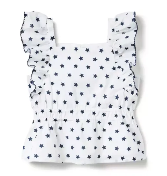 Janie and Jack Sleeveless Tops-Star Peplum Top white star