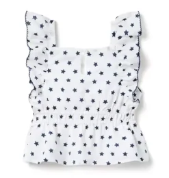 Janie and Jack Sleeveless Tops-Star Peplum Top white star
